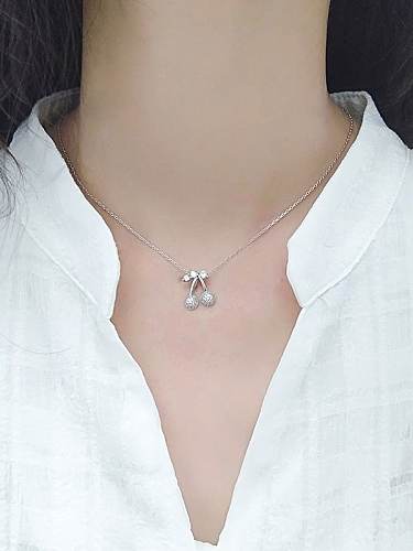 925 Sterling Silver Cubic Zirconia Friut Cute Necklace