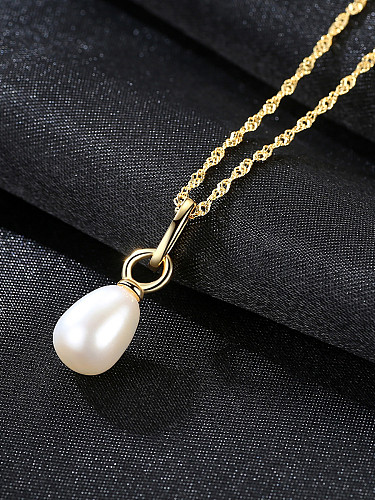 Pure silver 18K-gold freshwater pearl necklace