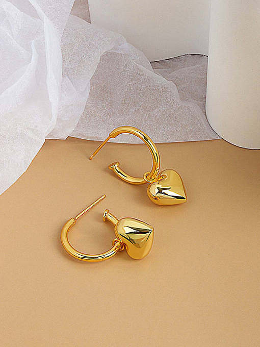 925 Sterling Silver Heart Minimalist Drop Earring