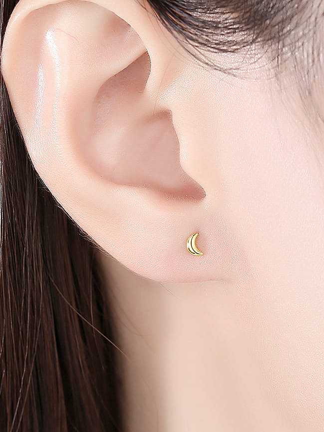 925 Sterling Silver Moon Minimalist Stud Earring