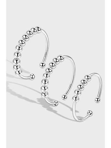 925er Sterlingsilber-Perlenring mit geometrischem, minimalistischem Drehband