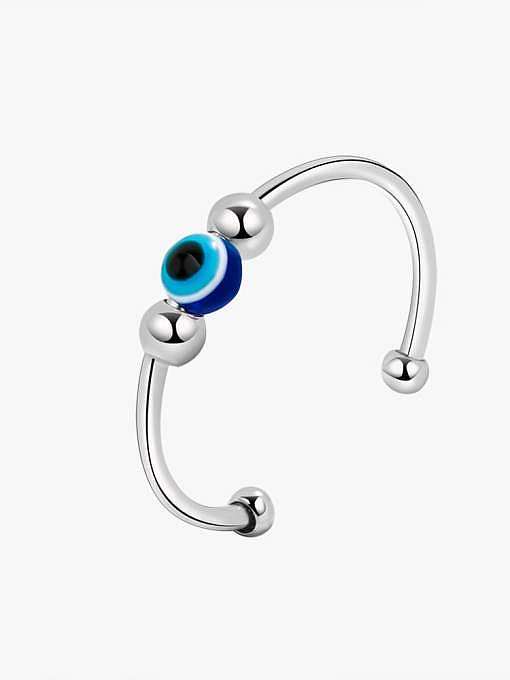 925 Sterling Silver Enamel Evil Eye Cute Can Be Rotated Band Ring