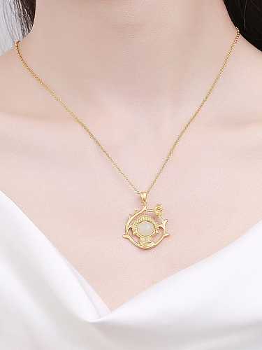 925 Sterling Silver Cats Eye Vintage buddha statue Pendant Necklace