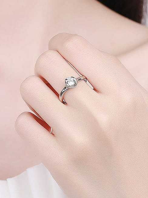 925 Sterling Silver Moissanite Geometric Dainty Band Ring