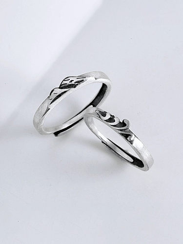925 Sterling Silver Irregular Vintage Couple Ring