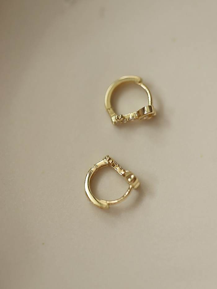 925 Sterling Silver Cubic Zirconia Heart Key Minimalist Stud Earring