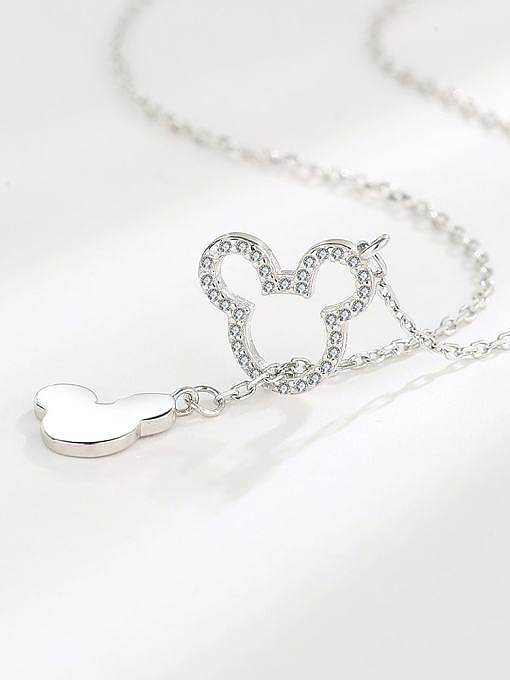 925 Sterling Silver Cubic Zirconia Mouse Minimalist Necklace
