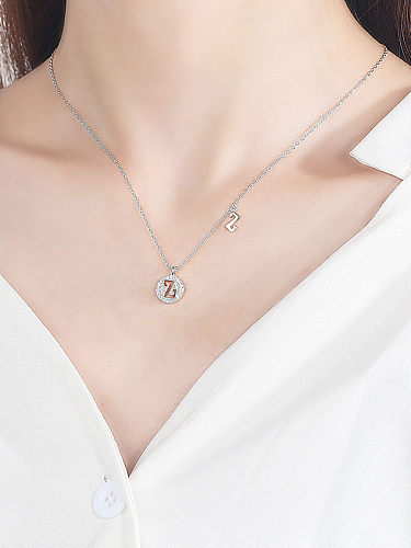 925 Sterling Silver Cubic Zirconia Letter Minimalist Necklace