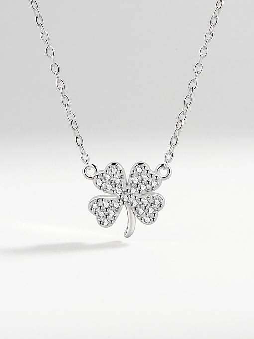 925 Sterling Silver Cubic Zirconia Clover Minimalist Necklace
