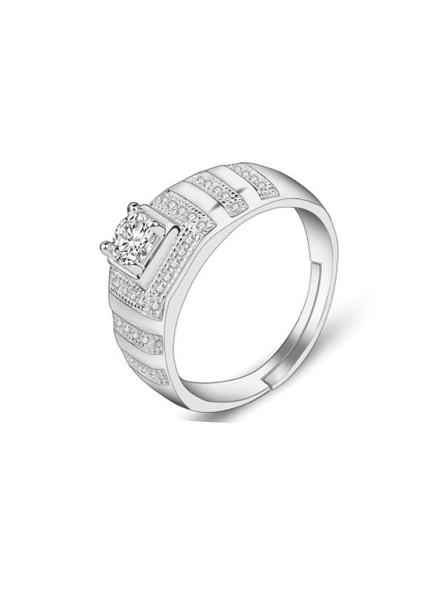 Bague en argent sterling 925 avec oxyde de zirconium géométrique délicat pour homme