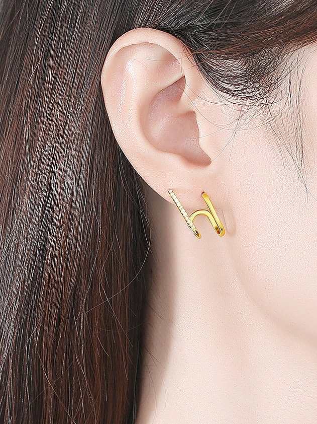 925 Sterling Silver Cubic Zirconia Geometric Minimalist Stud Earring