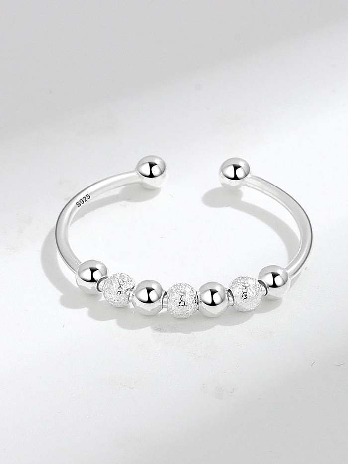 925er Sterlingsilber-Perlenring mit geometrischem, minimalistischem Drehband