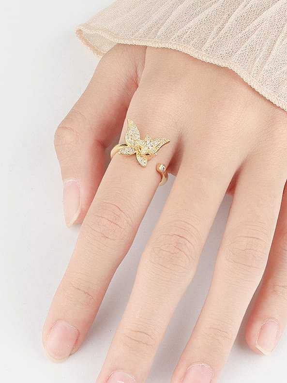 925 Sterling Silver Cubic Zirconia Butterfly Minimalist Rotate Band Ring