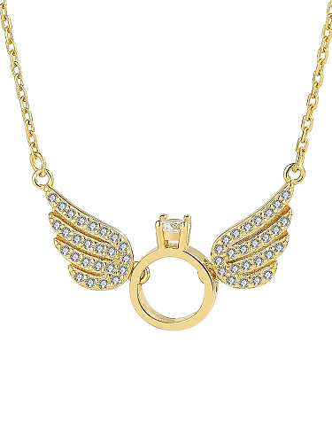 925 Sterling Silver Cubic Zirconia Wing Minimalist Necklace