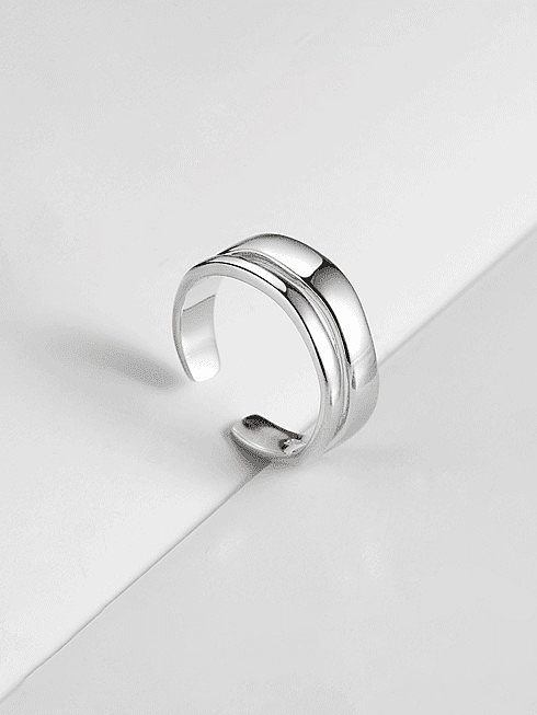 Anel empilhável minimalista geométrico de prata esterlina 925