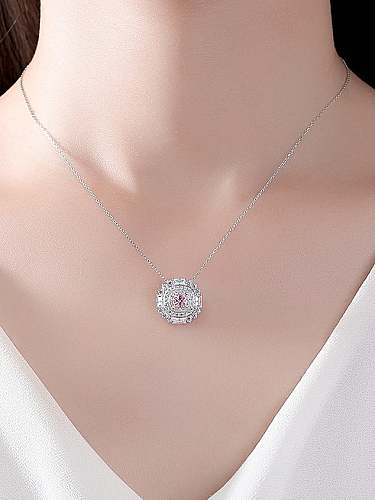 925 Sterling Silver Cubic Zirconia Flower Minimalist Necklace