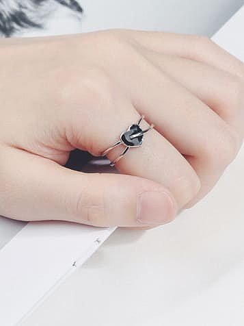 925 Sterling Silver Heart Minimalist Stackable Ring
