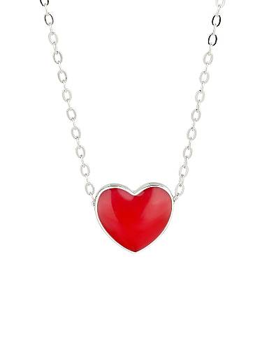 925 Sterling Silver Enamel discoloration Heart Minimalist Necklace