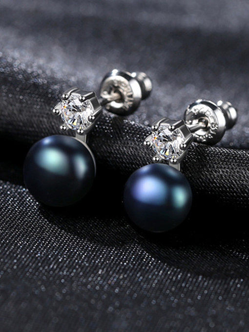 Sterling silver small simple natural pearl earrings