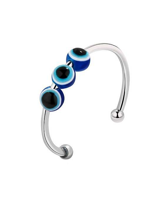 925 Sterling Silver Enamel Evil Eye Cute Can Be Rotated Band Ring