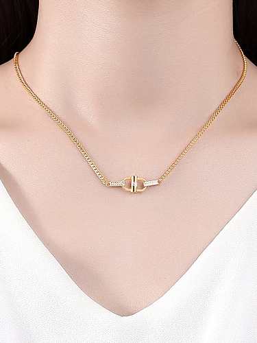 925 Sterling Silver Cubic Zirconia Geometric Minimalist Necklace