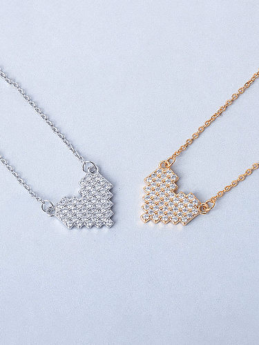 925 Sterling Silver Cubic Zirconia Heart Minimalist Necklace