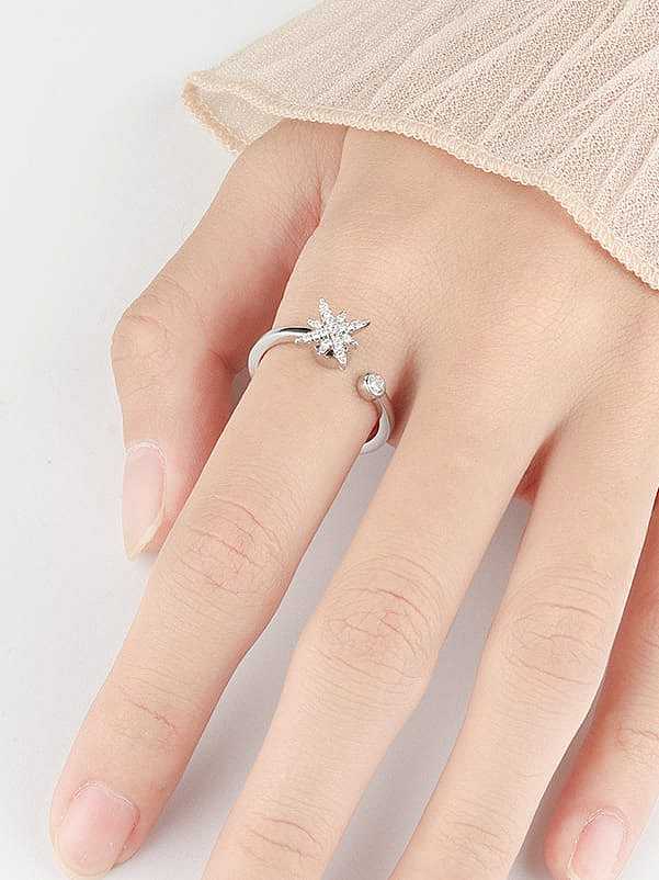 925 Sterling Silver Cubic Zirconia Star Minimalist Rotate Band Ring