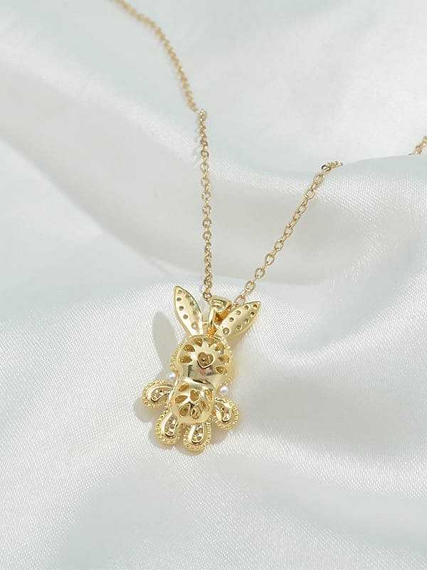 Brass Cubic Zirconia Rabbit Dainty Necklace