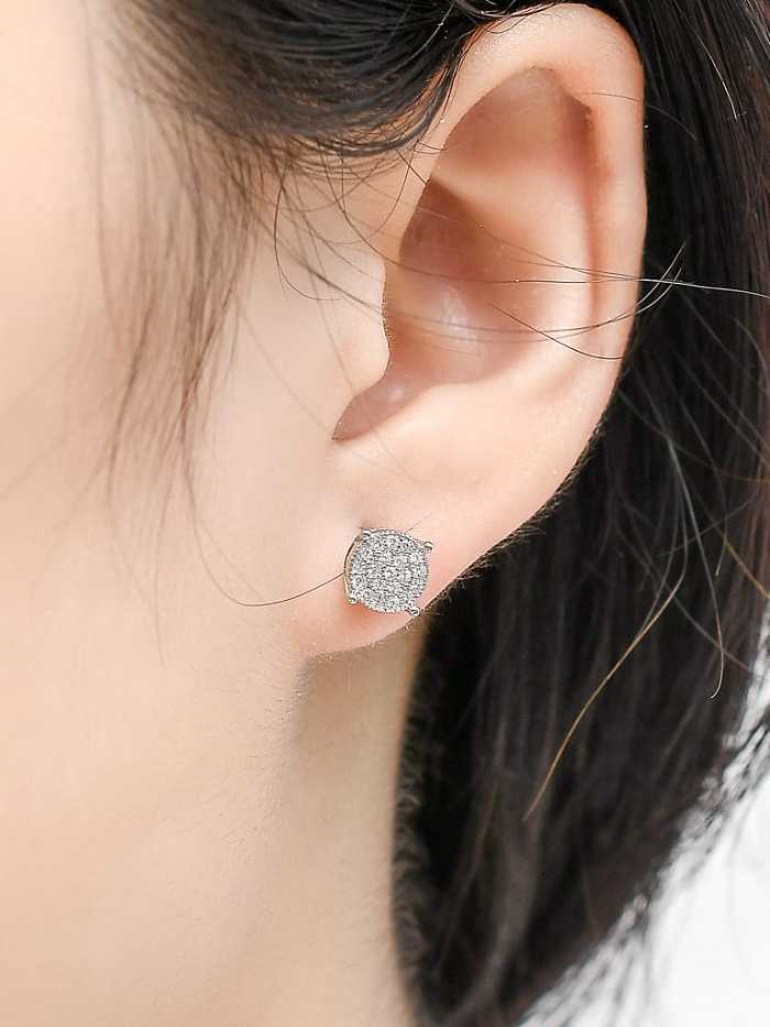 925 Sterling Silver Cubic Zirconia Round Minimalist Stud Earring