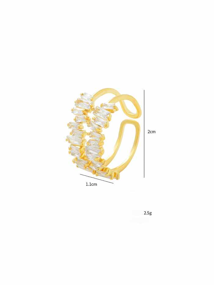 Brass Cubic Zirconia Flower Dainty Band Ring