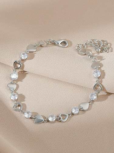 Brass Cubic Zirconia Heart Classic Bracelet