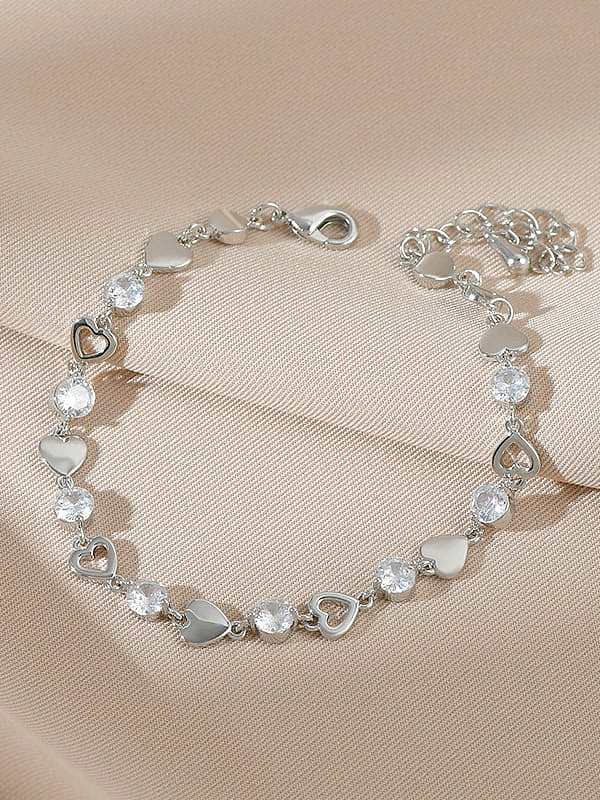 Brass Cubic Zirconia Heart Classic Bracelet