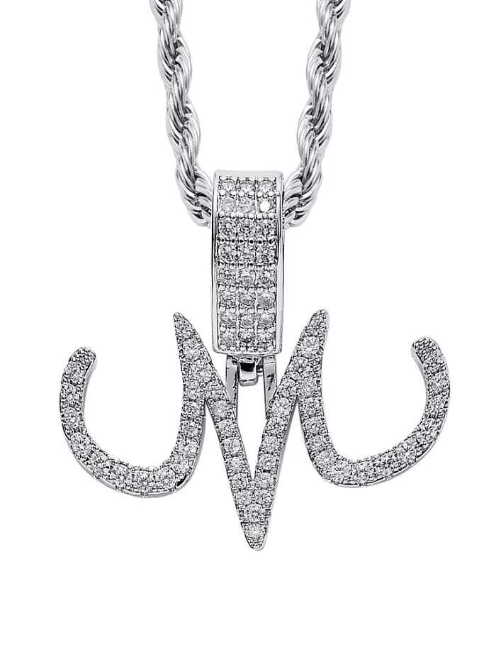 Brass Cubic Zirconia Letter Hip Hop Necklace