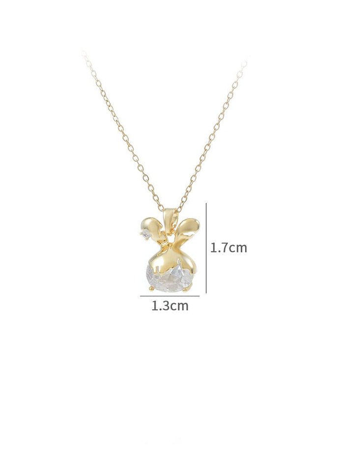 Brass Cubic Zirconia Rabbit Dainty Necklace