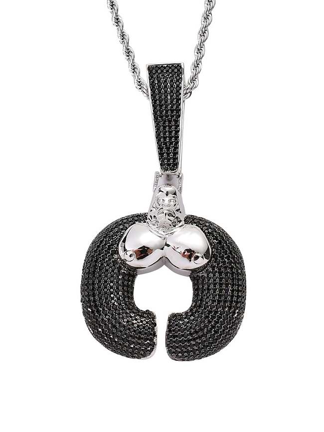 Collar Hip Hop de gorila negro con circonita cúbica de latón