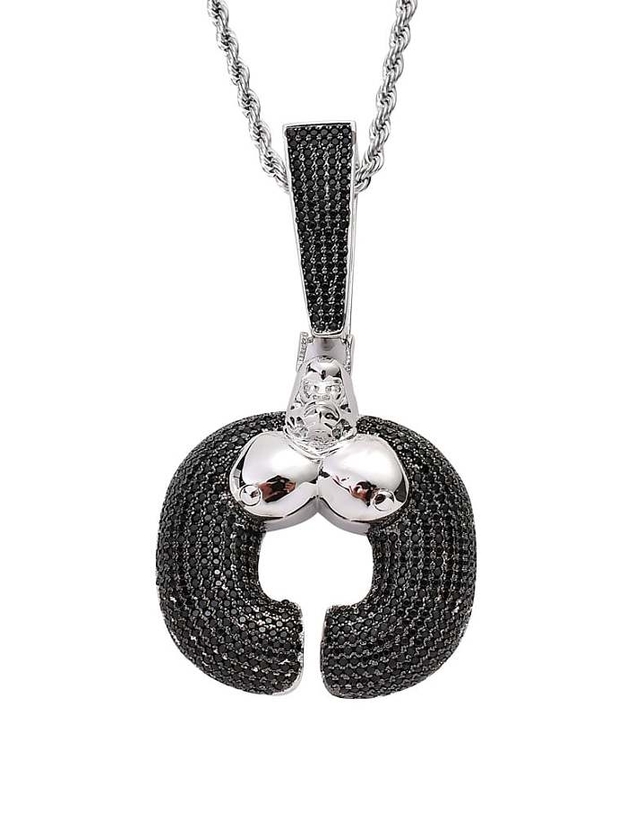 Collar Hip Hop de gorila negro con circonita cúbica de latón