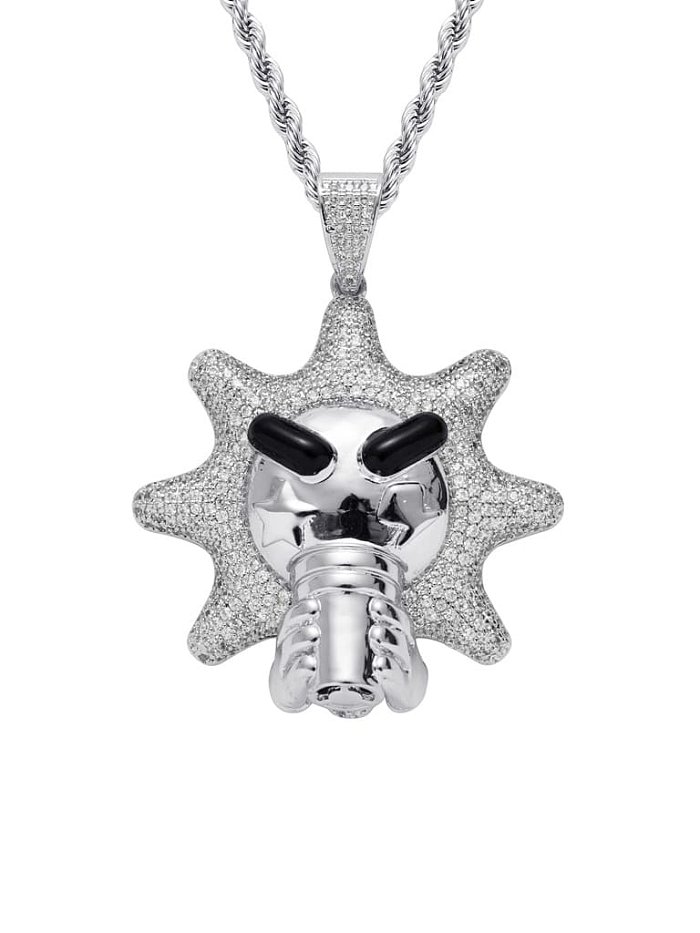 Messing Zirkonia Sun Hip Hop Halskette