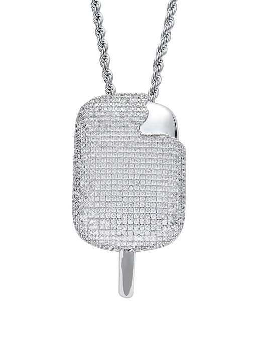 Brass Cubic Zirconia Multi Color Ice cream Hip Hop Necklace
