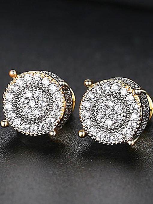 Arete redondo de hip hop con circonita cúbica de cobre