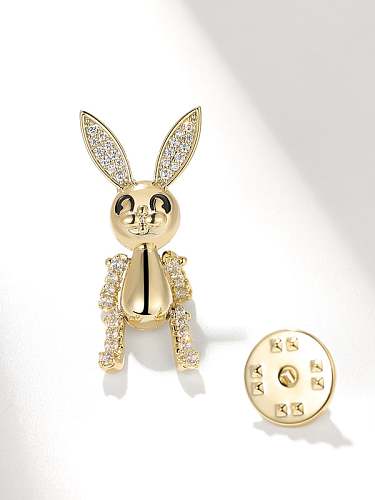 Brass Rhinestone Rabbit Dainty Lapel Pin