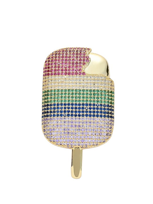 Brass Cubic Zirconia Multi Color Ice cream Hip Hop Necklace