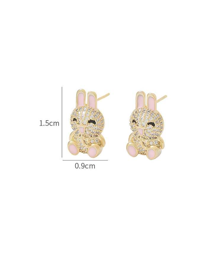 Brass Cubic Zirconia Rabbit Dainty Stud Earring