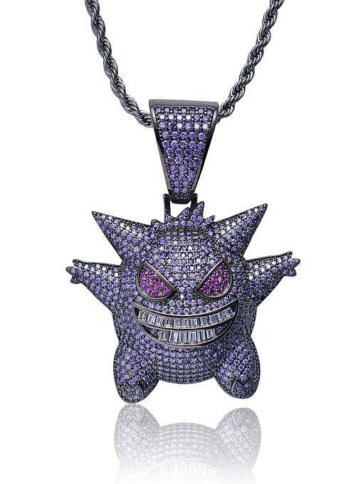 Brass Cubic Zirconia Geng Ghost Hip Hop Necklace