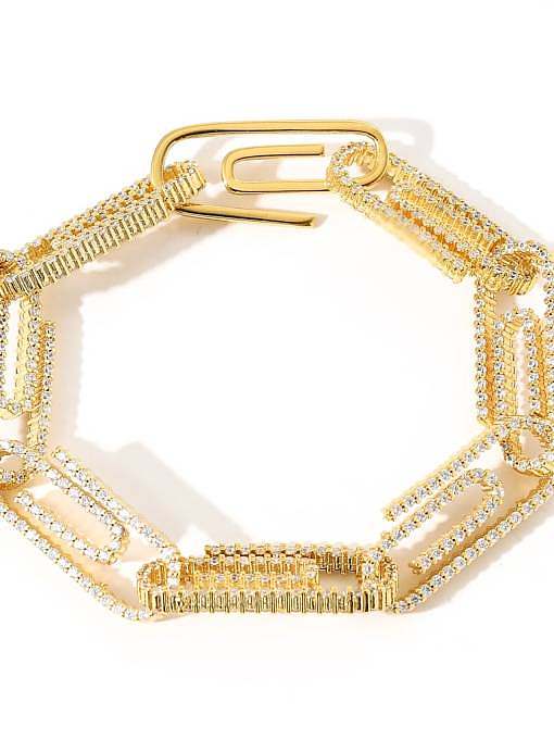 Brass Cubic Zirconia Geometric Hip Hop Bracelet