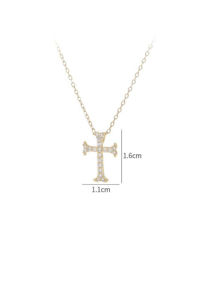 Zierliche Halskette mit Kreuz aus Messing mit kubischem Zirkonia