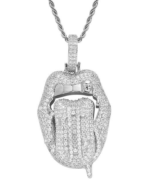 Collar de hip hop con boca de circonita cúbica de latón
