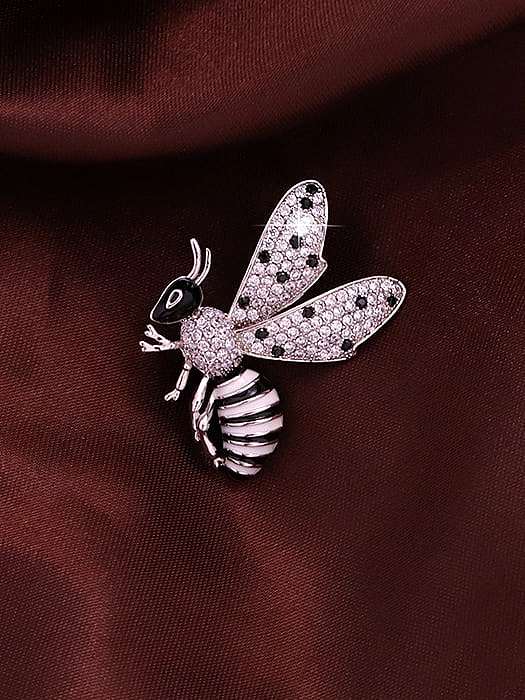 Broche Bee Trend de zircônia cúbica de latão