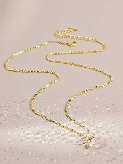 Brass Cubic Zirconia Swan Dainty Necklace