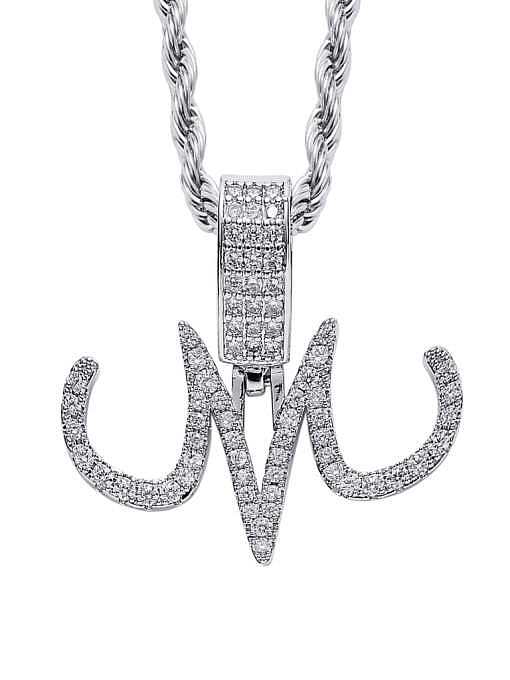 Brass Cubic Zirconia Letter Hip Hop Necklace