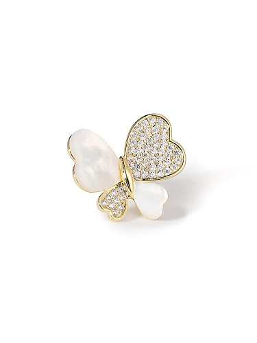 Broche Tendance Papillon Coquillage Cubic Zirconia en Laiton